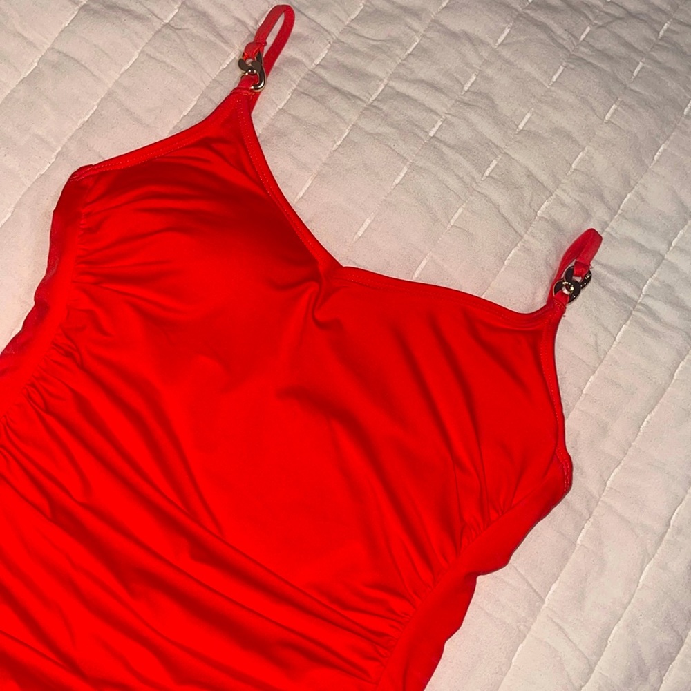 Brand new Coral MK swim suit with golden link on adjustable straps